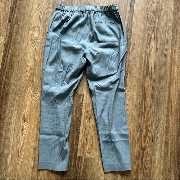 Theory Womens Treeca Pull On Pants 2 Gray Soft Crunch Linen Blend Elastic Waist - Picture 4 of 11